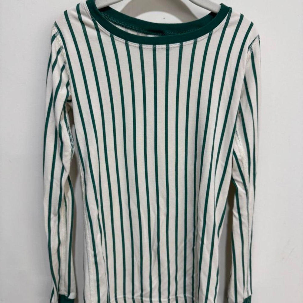 Hanna Andersson Green and White Stripe Top Size 8
